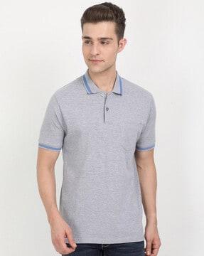 regular fit heathered polo t-shirt