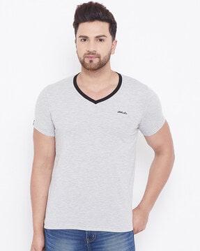 regular fit heathered v-neck t-shirt