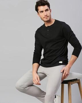 regular fit henley full-sleeves t-shirt