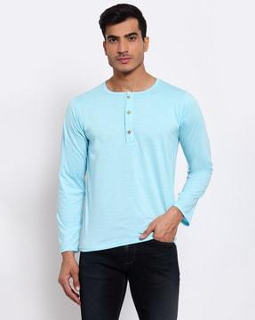 regular fit henley-neck t-shirt