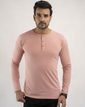 regular fit henley-neck t-shirt