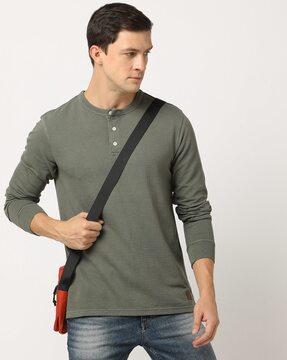 regular fit henley-neck t-shirt