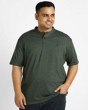 regular fit henley t-shirt with embroidered logo