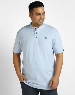 regular fit henley t-shirt with embroidered logo