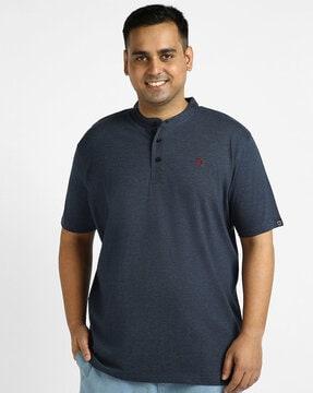 regular fit henley t-shirt with embroidered logo