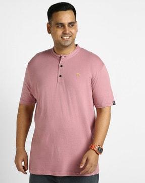 regular fit henley t-shirt with embroidered logo