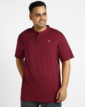 regular fit henley t-shirt with embroidered logo