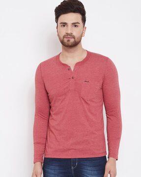 regular fit henley t-shirt with pocket