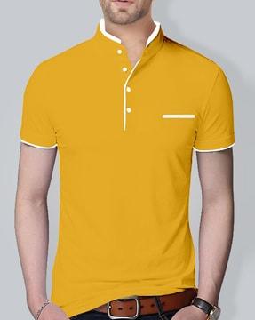 regular fit henley t-shirt with welt pocket