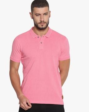 regular fit high-low polo t-shirt with vented hems