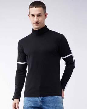 regular fit high-neck cotton t-shirt