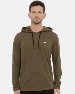 regular fit hooded full sleeves t-shirt