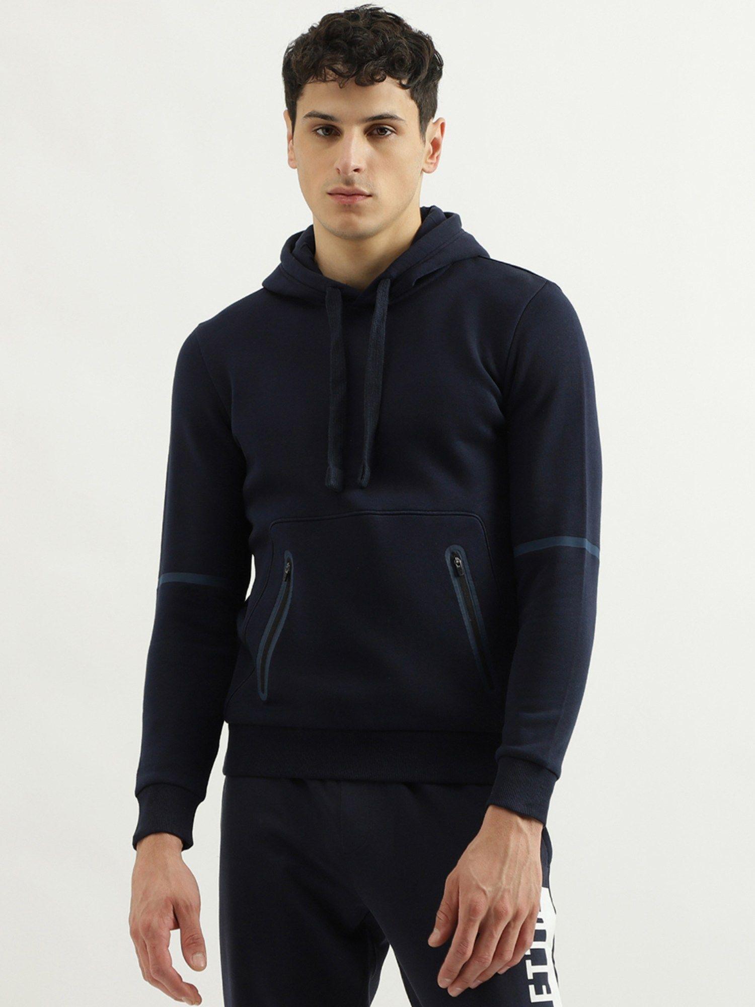 regular fit hooded neck zipper pocket hoodie