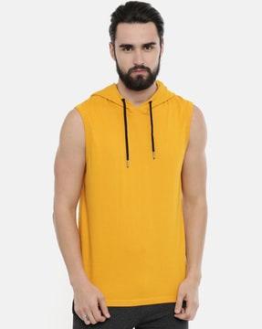 regular fit hooded short sleeves t-shirt