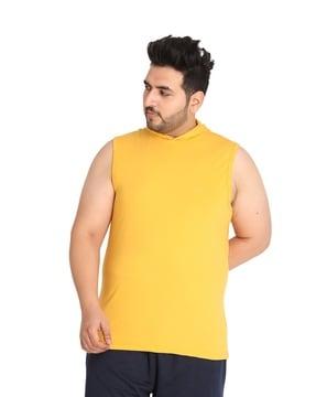 regular fit hooded sleeveless t-shirt