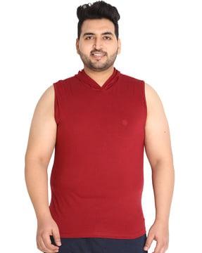 regular fit hooded sleeveless t-shirt