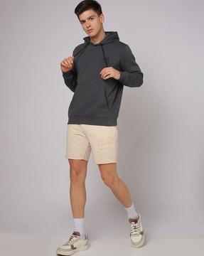 regular fit hoodie with kangaroo pockets