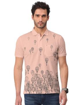 regular fit hot air balloon print polo t-shirt