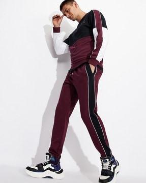 regular fit joggers with typographic brand print