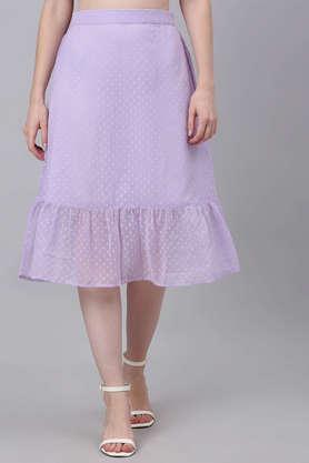 regular fit knee length polyester women's casual wear skirt - purple