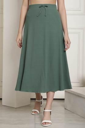 regular fit knee length polyester women's fusion wear skirt - green
