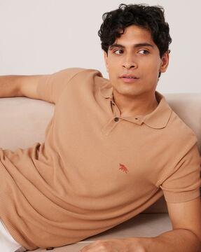 regular fit knitted polo t-shirt