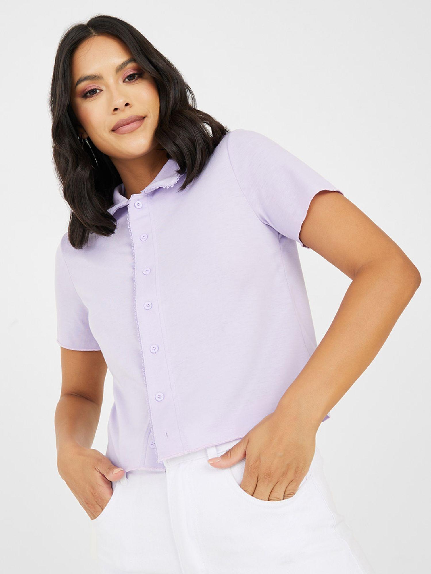 regular fit lace trim polo shirt