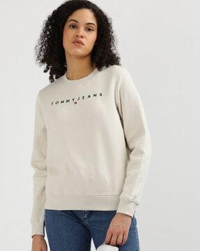 regular fit linear crew-neck sweatshirt