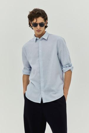 regular fit linen-blend shirt