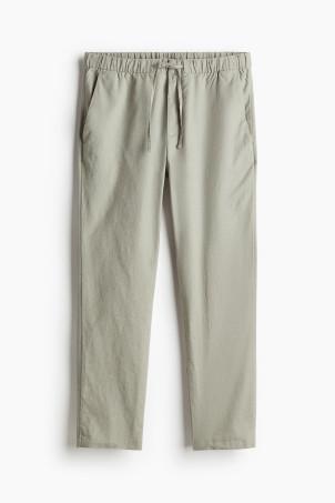 regular fit linen-blend trousers
