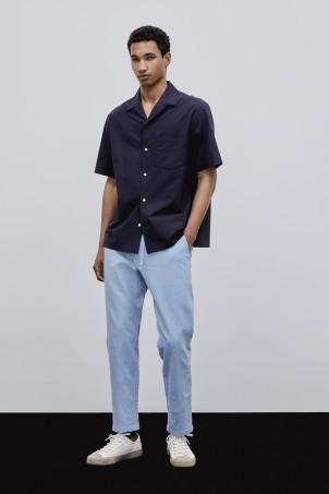 regular fit linen-blend trousers