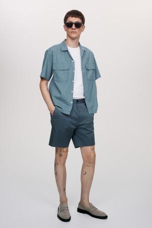 regular fit linen-blend utility shirt