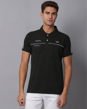 regular fit logo branded polo neck t-shirt