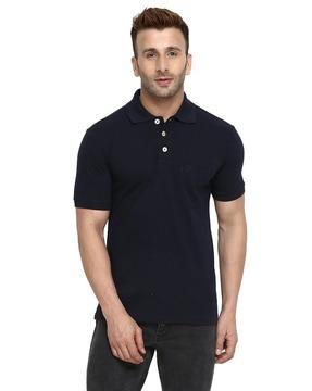 regular fit logo embroidered polo t-shirt with patch pocket