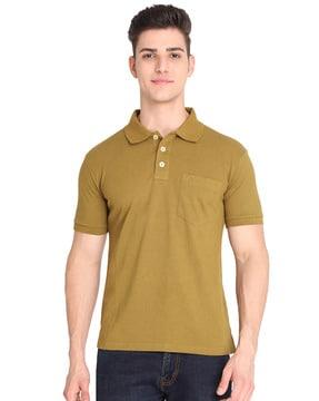 regular fit logo embroidered polo t-shirt with patch pocket