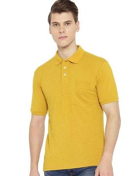 regular fit logo embroidered polo t-shirt with patch pocket