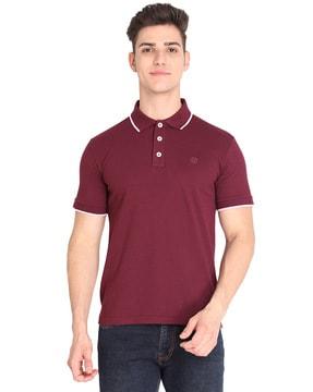 regular fit logo embroidered polo t-shirt