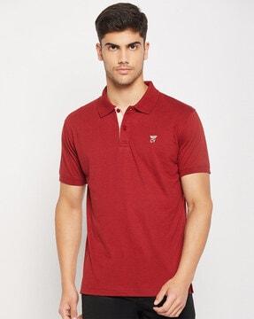 regular fit logo embroidered polo t-shirt