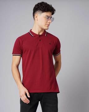 regular fit logo embroidered polo t-shirt