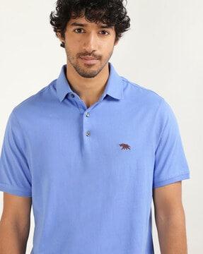 regular fit logo embroidered polo t-shirt