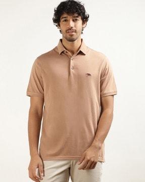 regular fit logo embroidered polo t-shirt