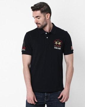 regular fit logo embroidered polo t-shirt