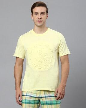 regular fit logo pattern crew-neck t-shirt