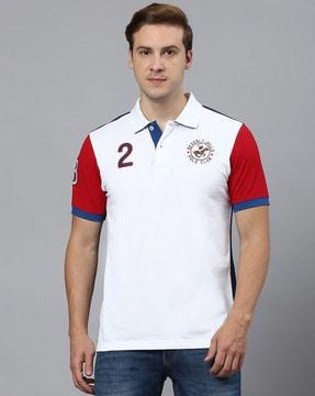 regular fit logo pattern polo t-shirt