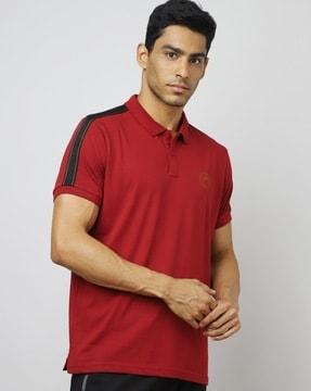 regular fit logo placement cotton polo t-shirt