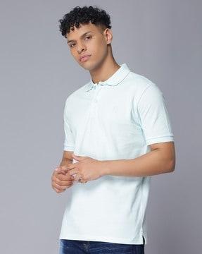 regular fit logo print polo t-shirt with short sleeves