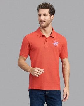 regular fit logo print polo t-shirt