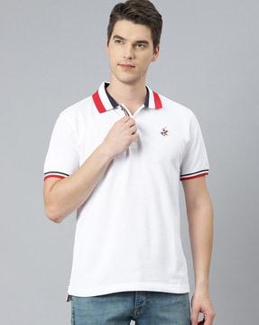 regular fit logo print polo t-shirt