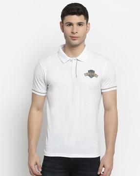 regular fit logo print polo t-shirt