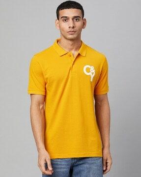 regular fit logo print polo t-shirt